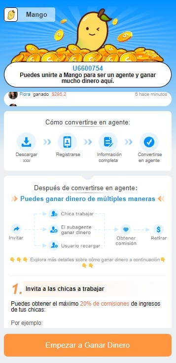 Invitacion convertirse Agencia en Mango App - Empiece a ganar dinero