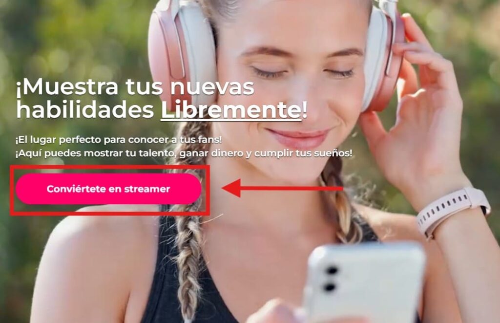 egistrate en Salsa App como Streamer